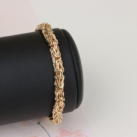 "Elegant Rose Gold Byzantine Chain Bracelet for Women, XPBL1126 - Picture 9 of 13
